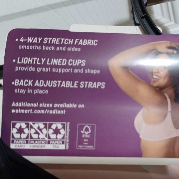 Two New 44C Vanity Fair Underwire Padded T-shirt Bras Black Tan - Picture 7 of 8